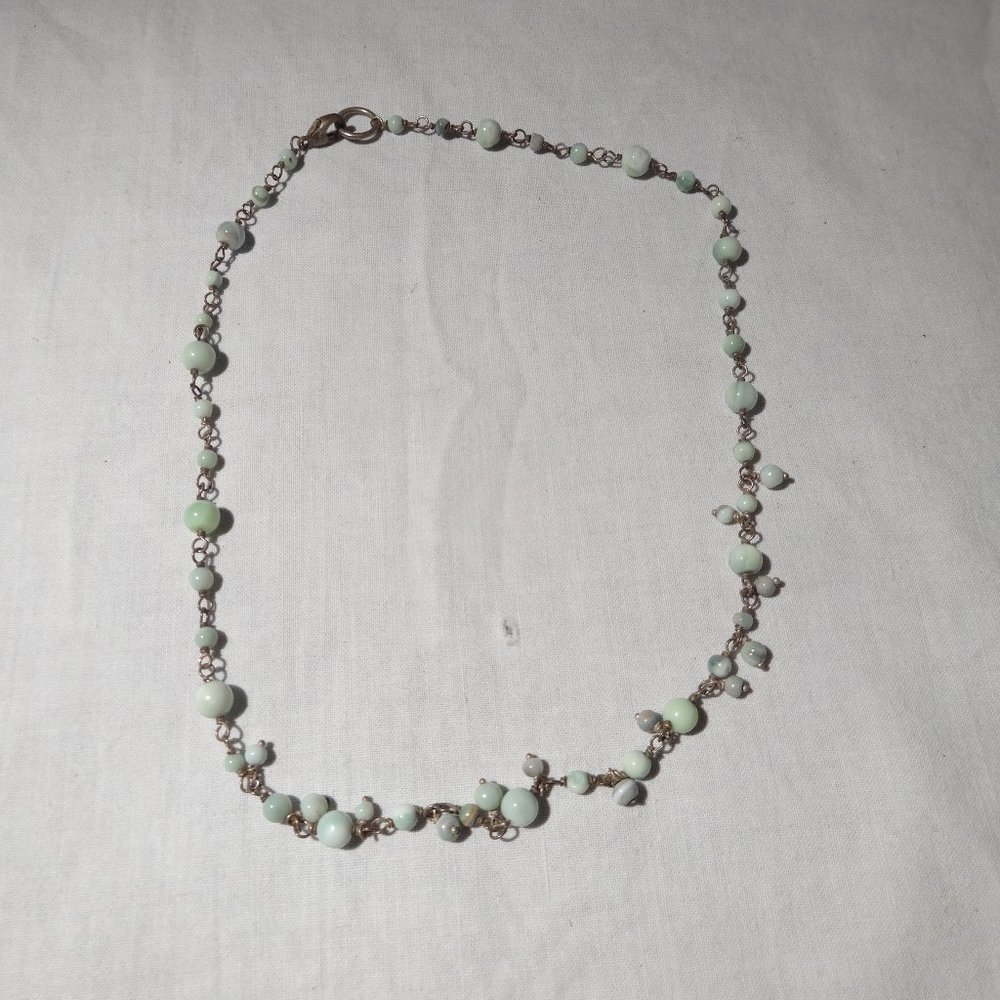 Vintage STERLING &‎ Green Quarts Bobble NECKLACE